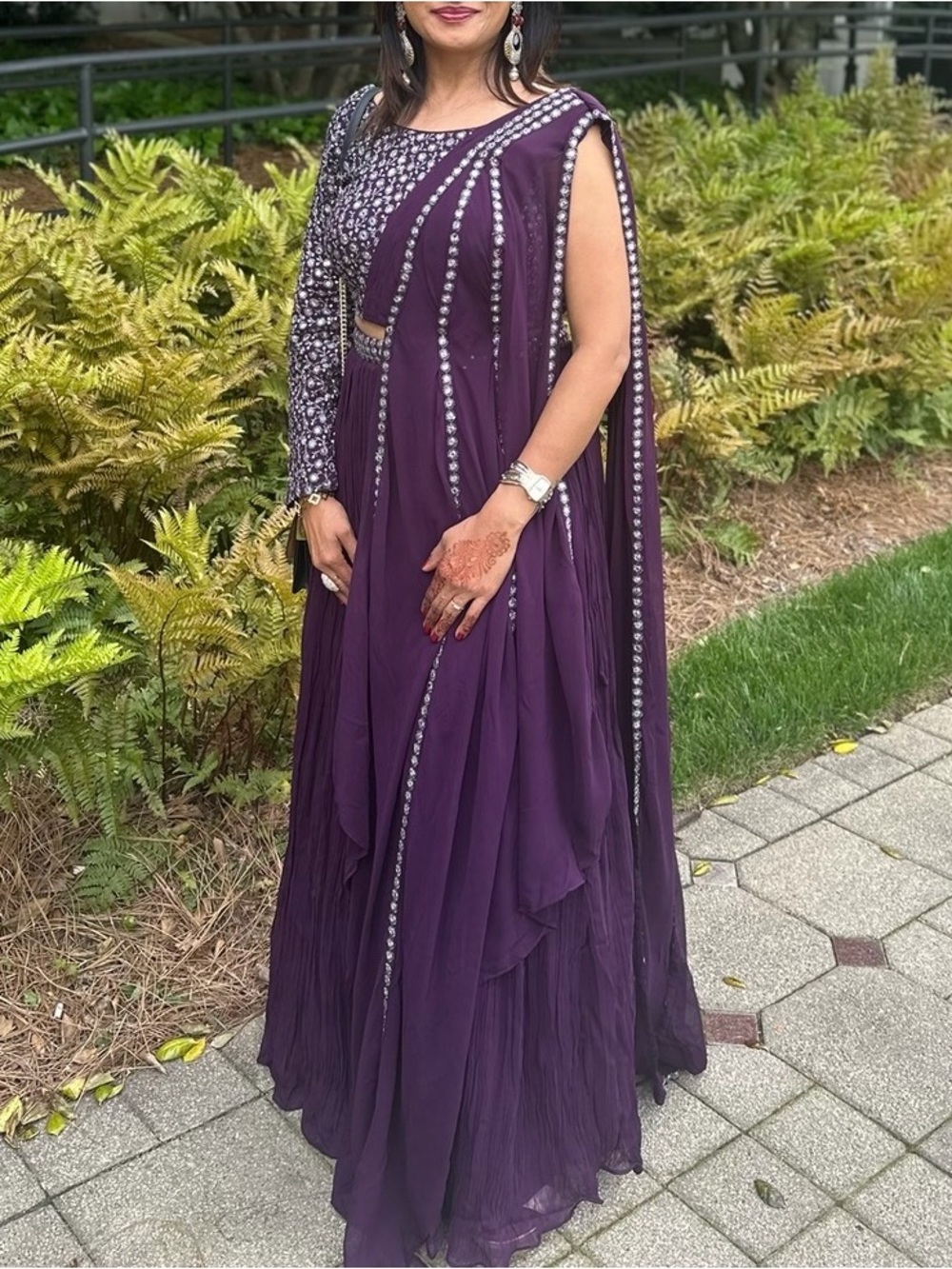 Elegant Purple Embellished Evening Dress